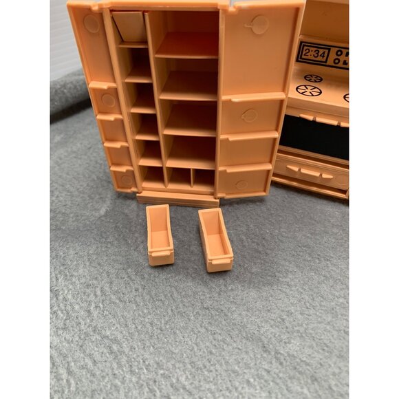 Vintage Mini Dollhouse Furniture Set Bedroom & Kitchen Brown - Picture 2 of 14